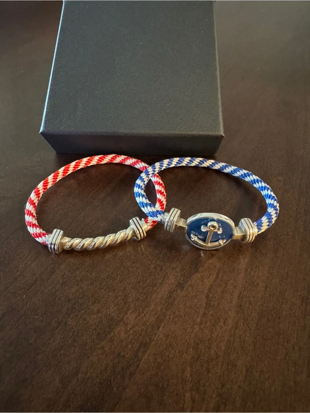 Brighton Nautical Red & Blue Rope Bracelets with Silver Connectors